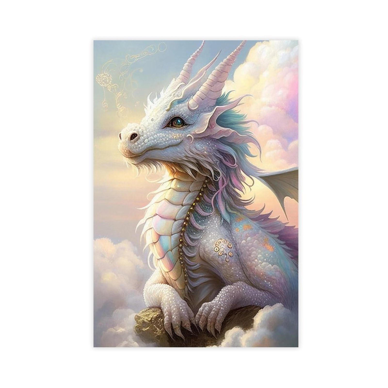 Bareronor Watercolor Dragon Poster Canvas Poster Bedroom Decor Landscape Office Room Decor Gift 20" L X 30" W