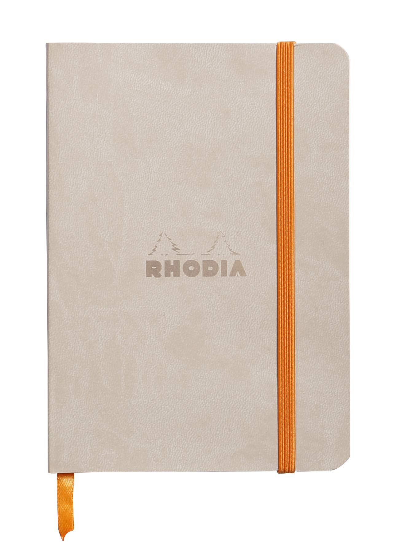 RHODIA 117305C - Beige Flexible Notebook - A6 - Lined - 144 pages - Ivory Clairefontaine Paper 90 g/m - Bookmark, Elastic Closure - Faux Leather Cover - Rhodiarama Collection