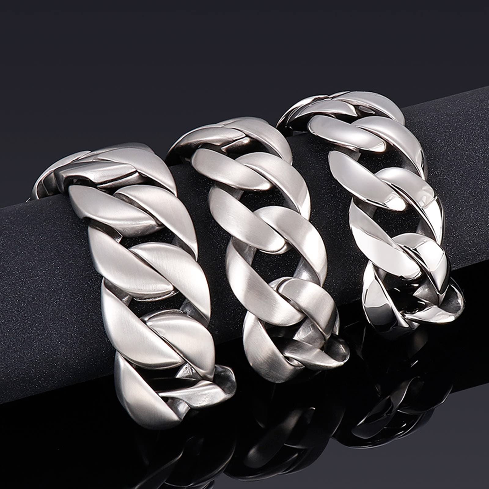 Herrenarmband in Edelstahl, Dick Glieder Link Armbänder für Männer Eco-Verpackung Kleine Geschenke für Männer