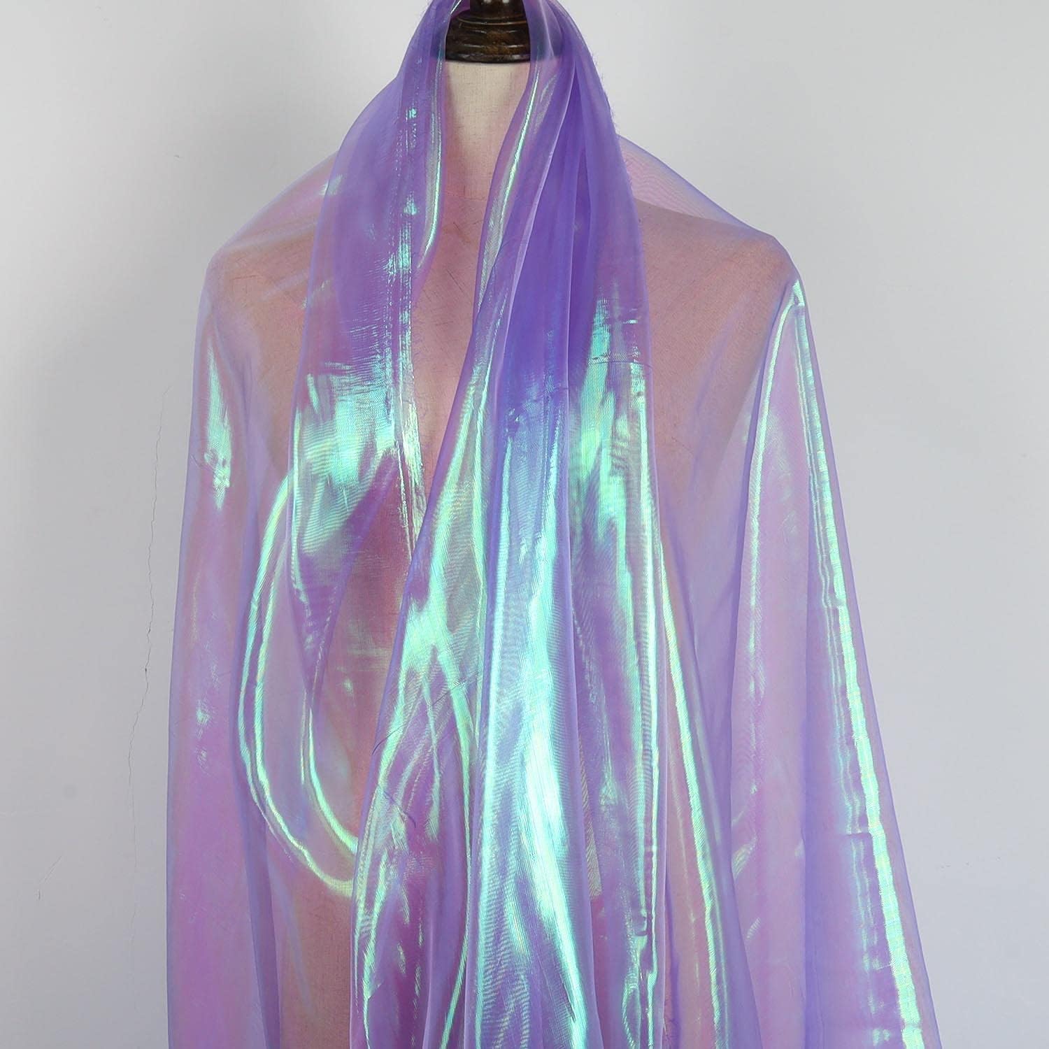3.3 Yard Magic Purple Organza Fabric with Holographic Iridescent Effect, 59-inch Wide, Perfect for Halloween, Wedding, DIY Projects, Dress Costumes, Photography, and Venue Decoration