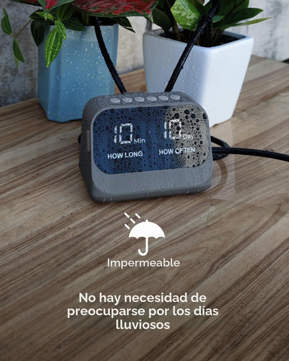 Sistema automático de riego para plantas, kit de riego automático por goteo con temporizador programable y pantalla LED, sistema interior de alimentación