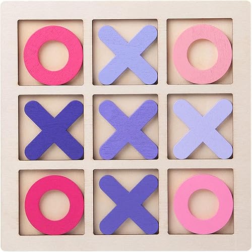 Miniatura 7 de Esquirla Juego de mesa de ajedrez de madera Tic TAC Toe Noughts and Crosses Juego de mesa XO para interiores y exteriores, niños, familia,