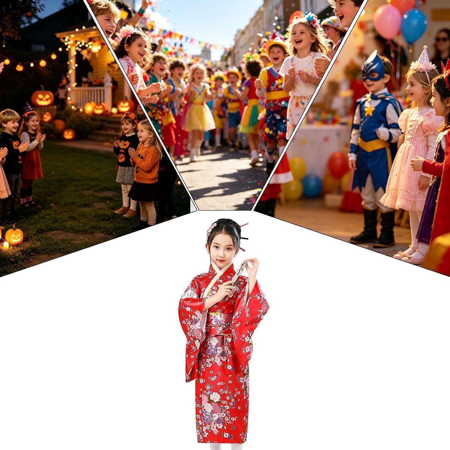 Girls Kimono Silk Long Sleeve Dress Adjustable Belt Robe