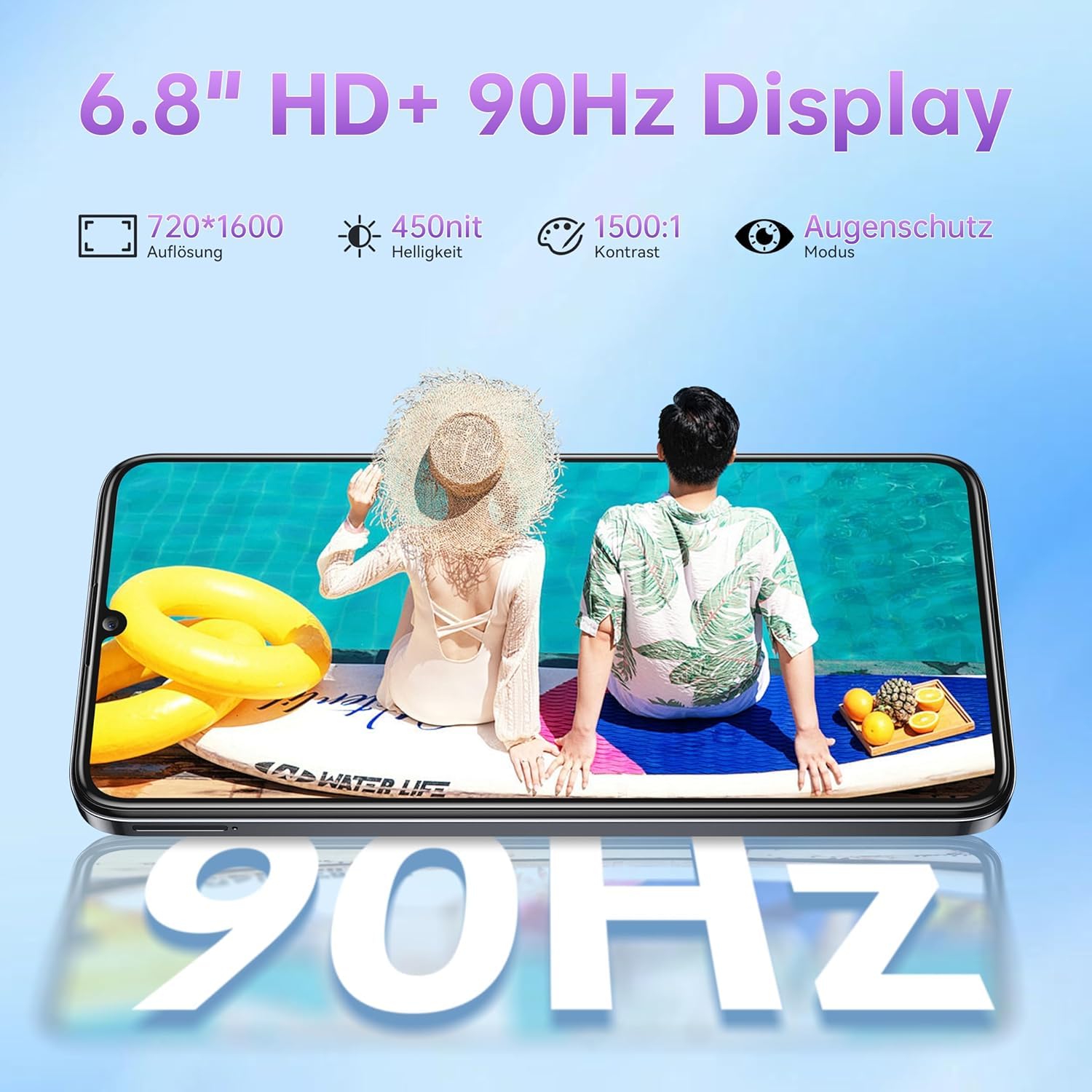 OUKITEL C51 Smartphone 128GB ROM + 18GB(6+12) RAM - 6.8" HD+/90Hz Cellulare, Android 14 5150mAh Octa-Core Telefono - 13MP+5MP Camera Cellulari e Smartphone 3 Slot/Fingerprint/Face ID/3.5mm Jack Viola