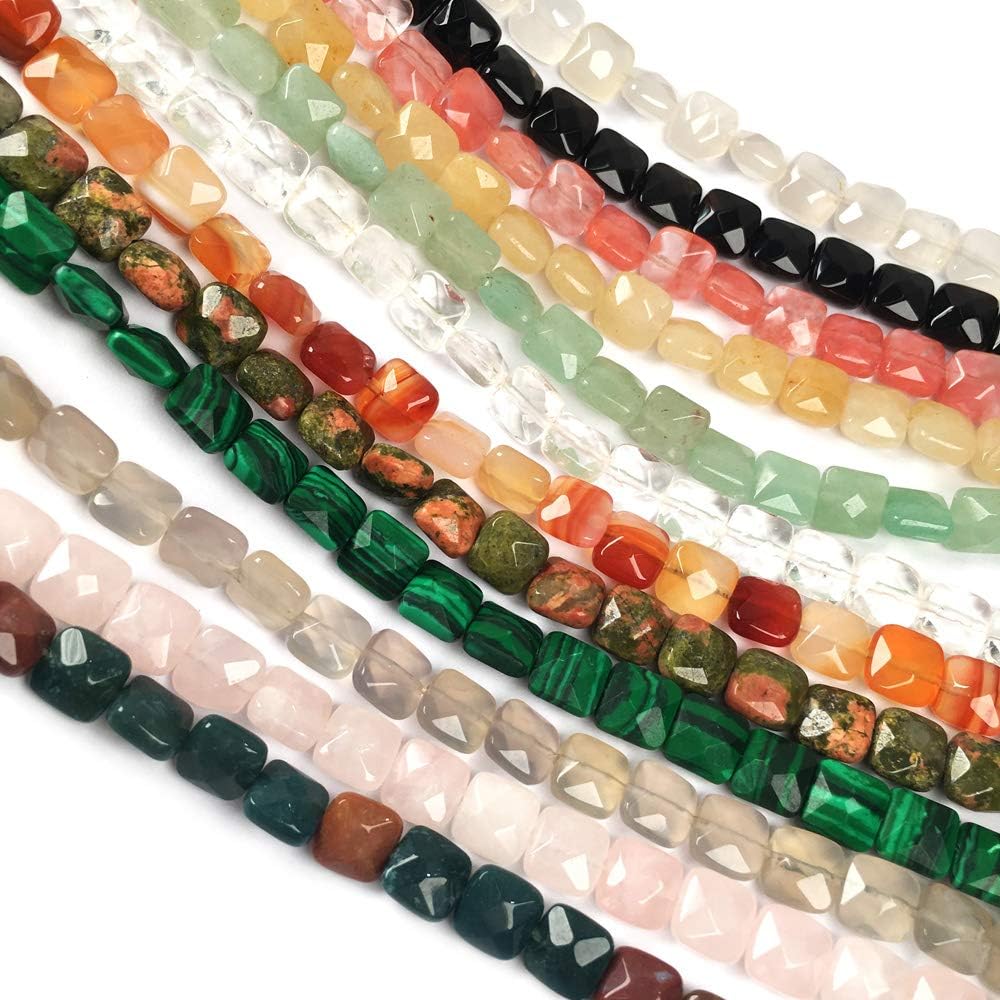 Natural Stone Beads Square Faceted Beading India Agate Gemstone Loose Beads for Jewelry Making 7.9 inches 2 Strands - Image 2