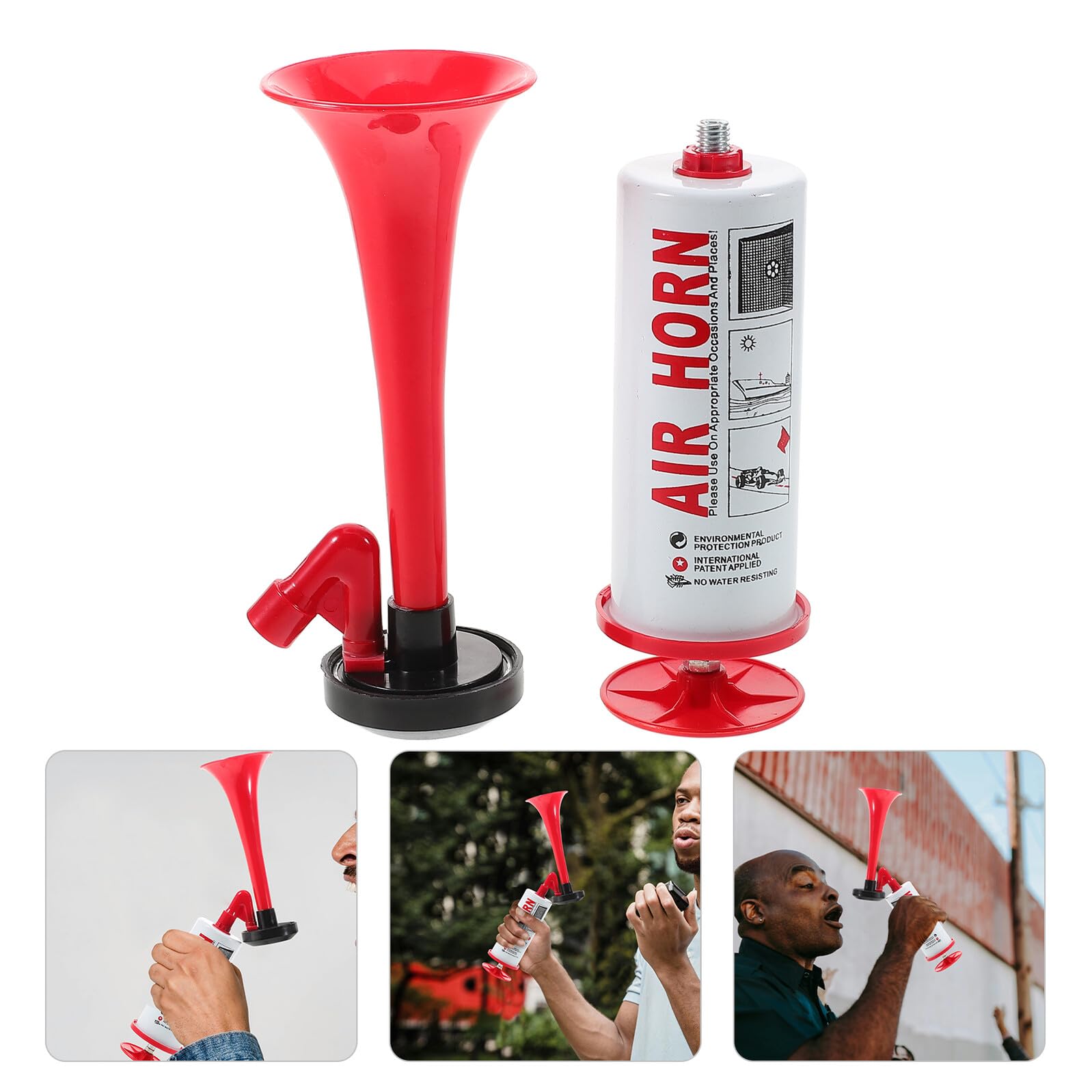 2 Stück Handliches Air Horn Lautes Signalhorn für Sport Boot Feuerwehr Tragbares Verschleißfestes Druckluft Horn in Rot Klare Durchdringende Schallqualität für Unterwegs