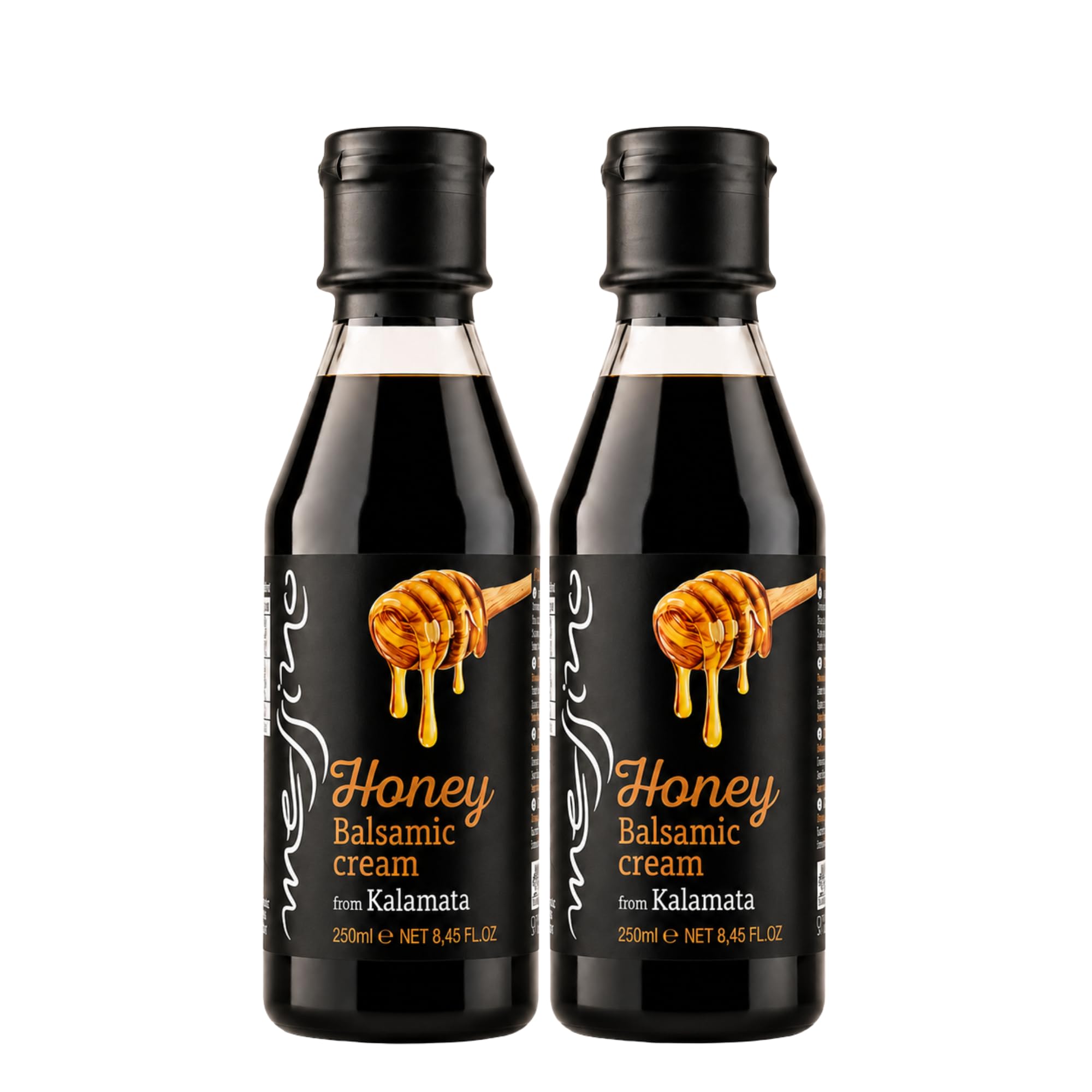 Messino Greek Honey Balsamic Cream, Pack of 2 x 250ml (500ml Total) | Traditional Greek Balsamic Reduction with Natural Honey | Sweet & Tangy Flavour | Vegan, No Added Sugar