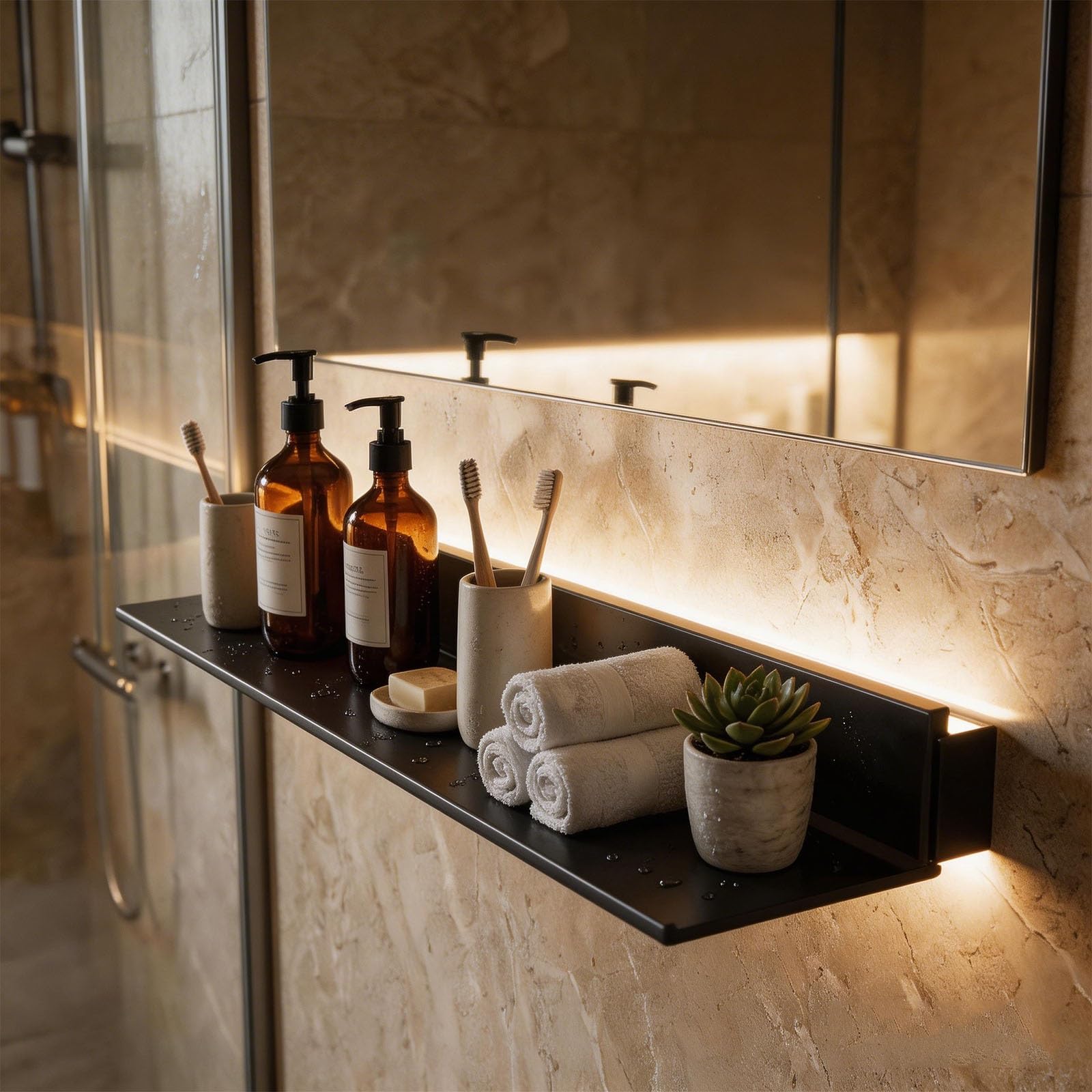 BVCL Estante Flotante de Pared con luz LED, Balda Suspendidos Metálicos