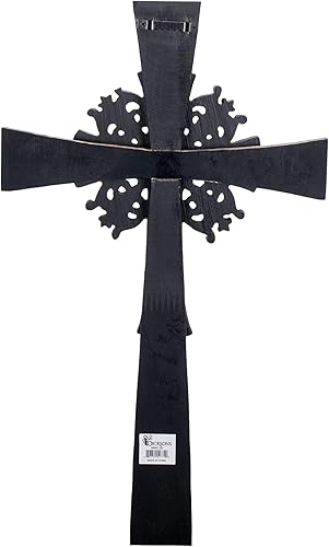Miniatura 3 de Dicksons Cruz de pared colgante decorativa de madera y metal de doble capa intrincada antigua de 15 pulgadas
