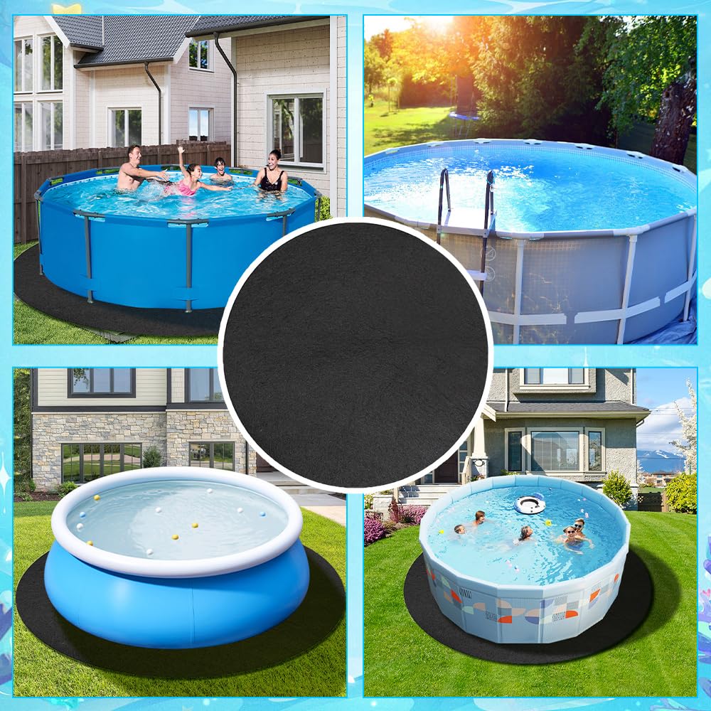Tappetino per Piscina Rotondo, 4m Tappeto Base per Piscina, Telo di Fondo per Piscina Pieghevole, Tappetino Piscina Extra Spesso, Evita Forature, Protezione del Pavimento per Piscina Gonfiabile