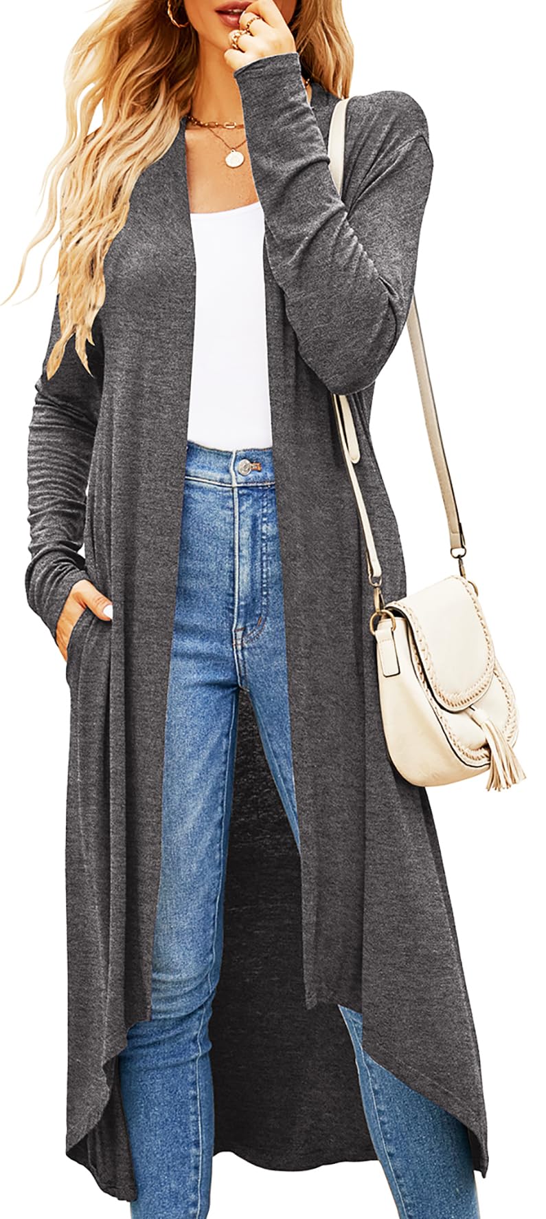 Newchoice Womens Long Cardigan Lightweight Long Sleeve Cardigan Duster
