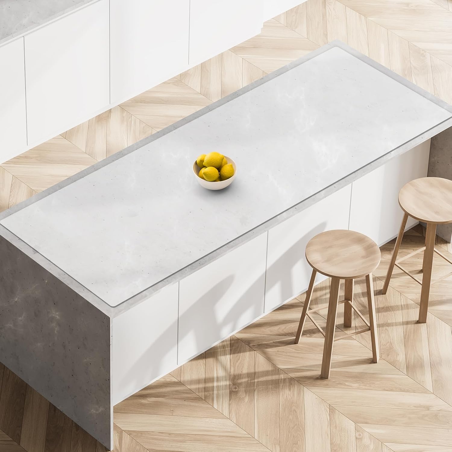 Ultibe Silicone Mats for Kitchen Counter, 78.7''x23.6''(200cmx60cm) Largest Heat Resistant Counter Mat Kitchen Island Waterproof Thicken Non-Slip Countertop Protector Mat, Semitransparent Translucent 78.7"L x 23.6"W