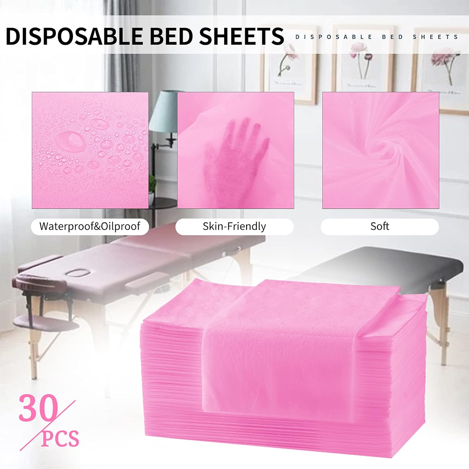30 Pieces Disposable Bed Sheets Massage Table Sheets Sets Disposable Massage Table Cover Waterproof Non Woven Fabric Bed Cover for Massage Lash Bed Cover Salon Table (Red,31" x 70") : Beauty & Personal Care