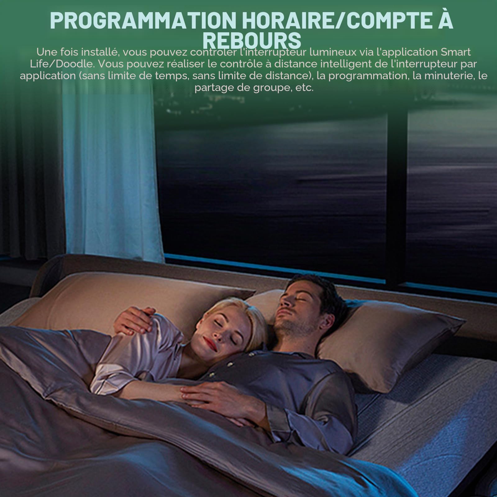 Smart Life commutateur 4 commutateurs de lumière intelligents module 2 voies, WLAN Mini relais intelligent, compatible avec Google Assistant et Alexa, neutre requis