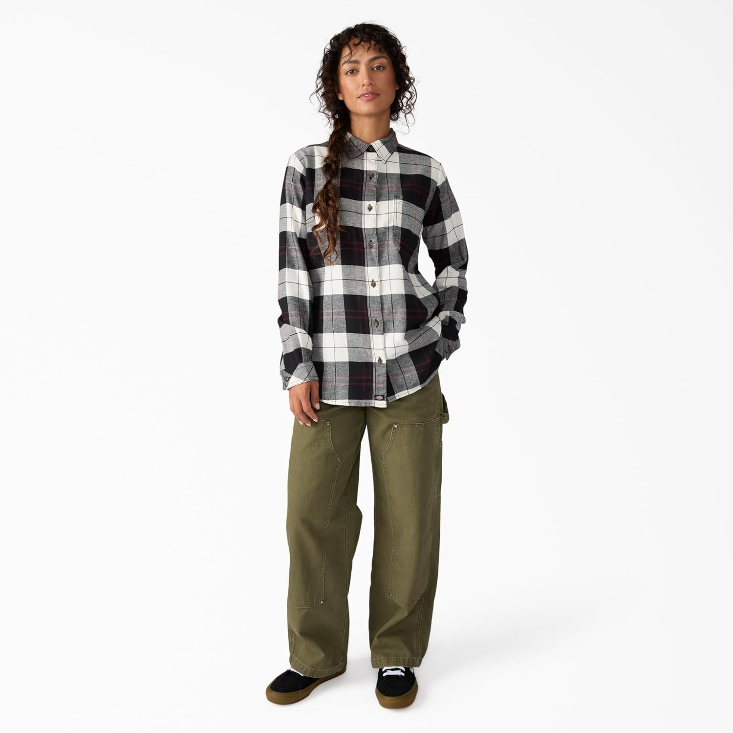 Dickies Women's Plaid Flannel Long Sleeve Shirt - Image 4