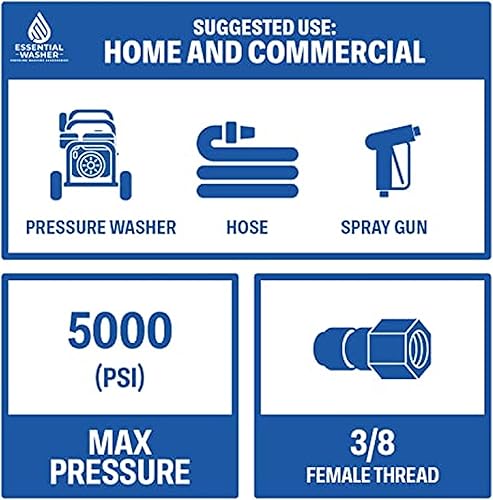 Miniatura 6 de Essential Washer Enchufe hembra NPT de acero inoxidable de 3 pulgadas  Accesorios de conexión rápida para lavadora a presión  5000 PSI  Juego de 4