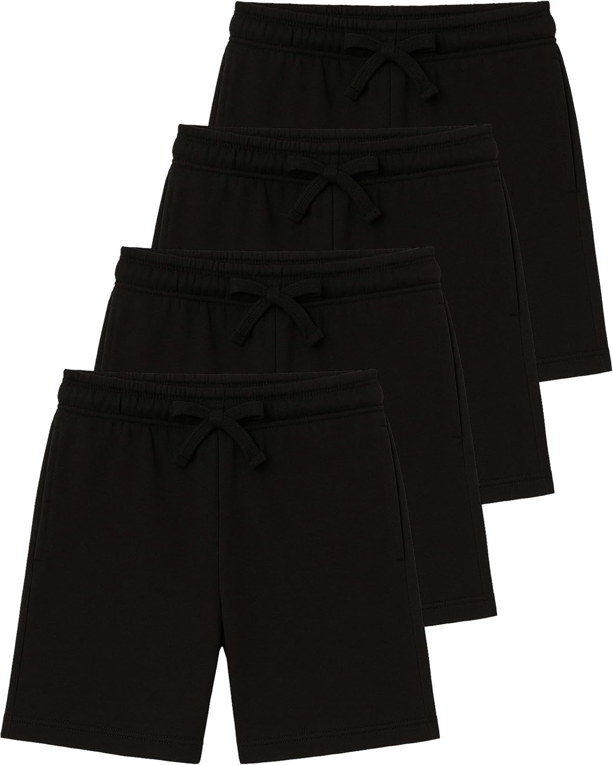 Real Essentials 4枚パック:ボーイズ フリース ラウンジショーツ &ndash; ソフトプルオンジム、学校、睡眠&amp;アクテ