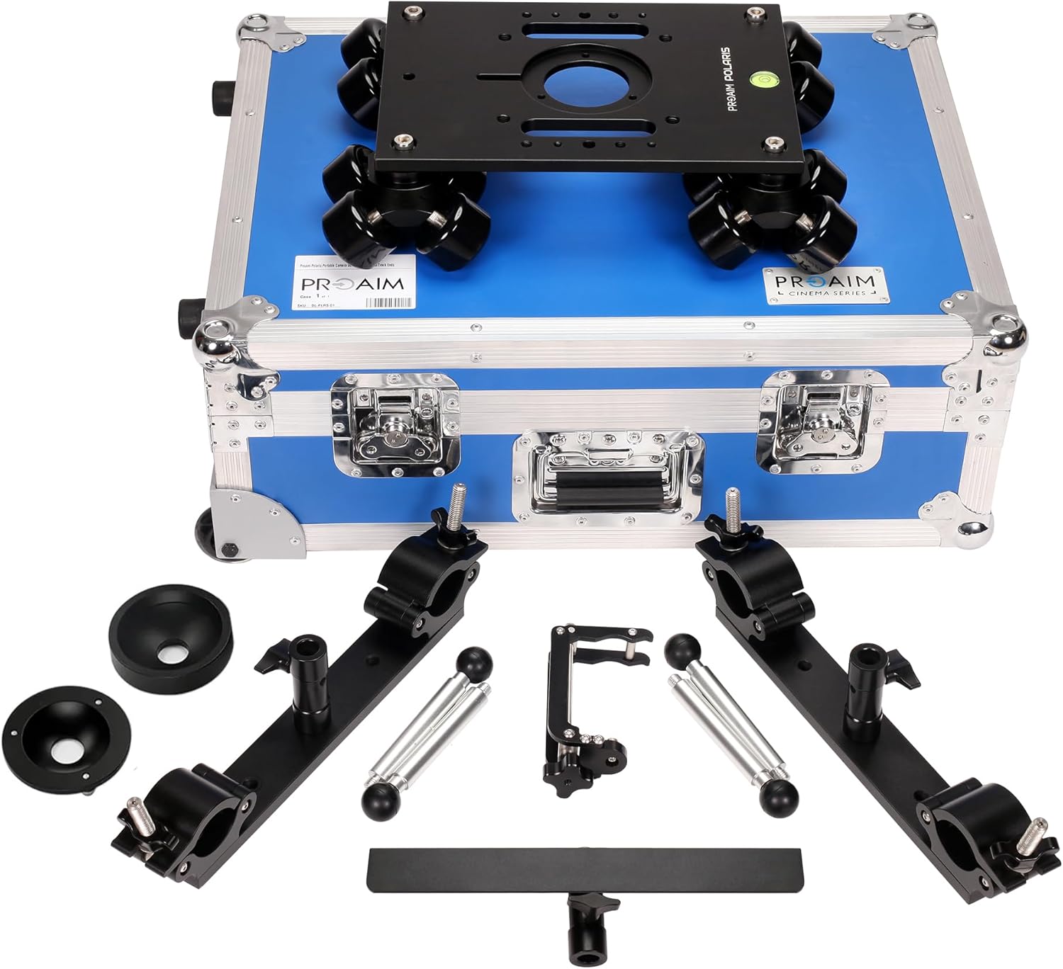 PROAIM Polaris Portable Camera Dolly-01 w Universal Track Ends for Rail/Track- 1.5"-1.98". Fits Mitchell Mount,75mm & 100mm Bowl Adapter. Payload up to 200kg/440lb for DSLR Video Camera