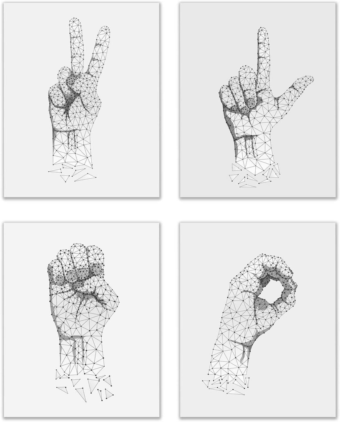 Summit Designs Love Sign Language Wall Art Decor Prints - Set Of 4 (8x10) Inch Unframed Poster Photos - Bedroom Gift Idea