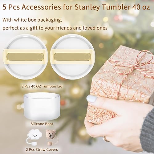 Miniatura 7 de Paquete de 2 tapas de repuesto para vasos Stanley de 40 onzas, tapas de vaso para Stanley Cup H2.0, Quencher, accesorios para tazas que incluyen 2