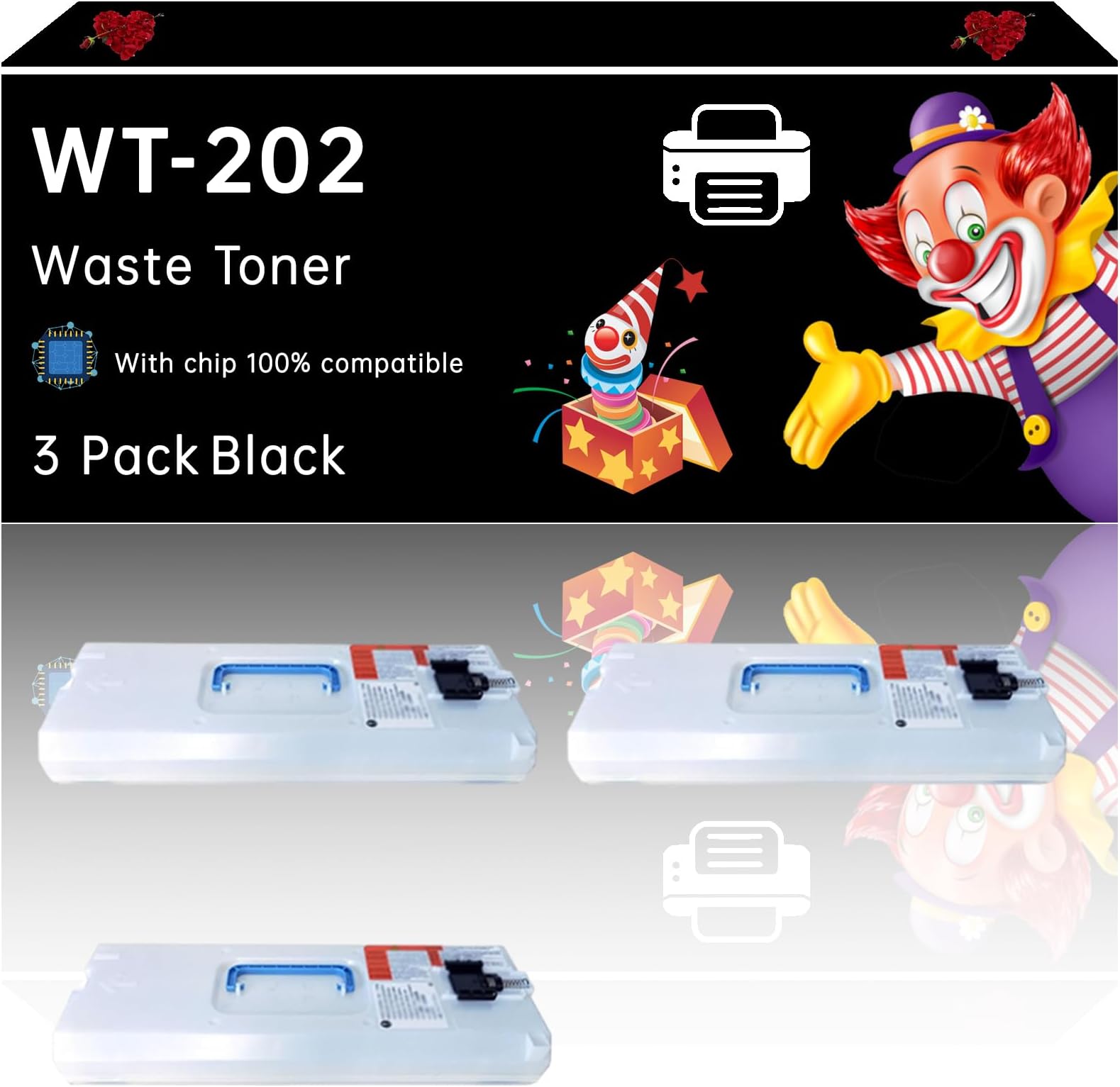 WT-202 Waste Toner Container Compatible with Canon imageRUNNER Advance DX 6000i C3725i C3730i C3826i C3830i C3835i C5735i C5740i C5750i C5760i C5840i C5850i C5860i Printers (3 Pack Black)