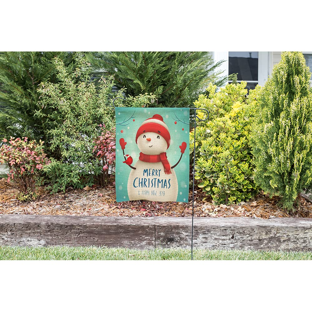Gartenflagge „Happy New Year“ Mit Katze – 31,8 X 45,7 Cm, Jute, Doppelseitig, Für Winterdeko Draußen
