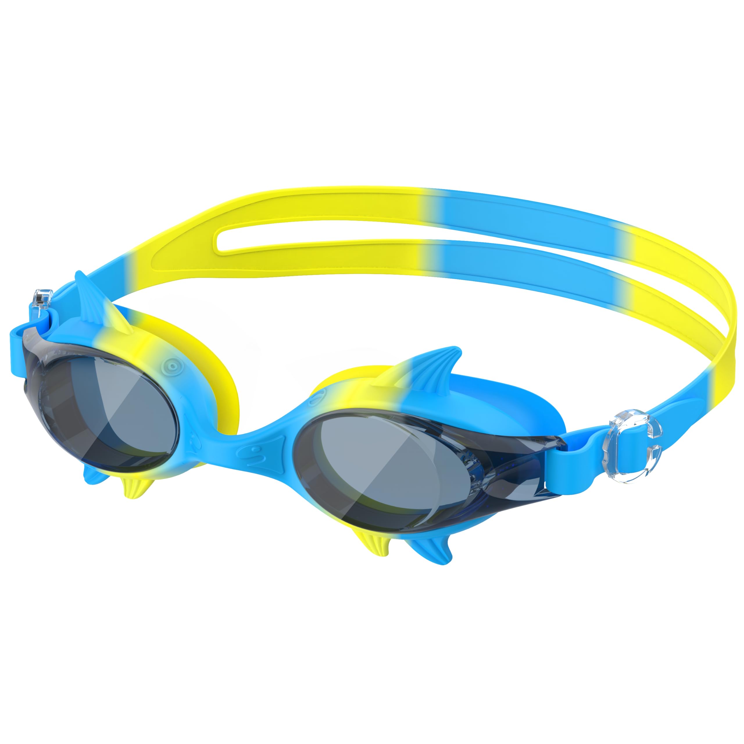 Gafas de Natación Niños con Diseño de Tiburón, Visión Gran Angular 180° HD, Antivaho y Protección UV, Unisex para 3-10 Años