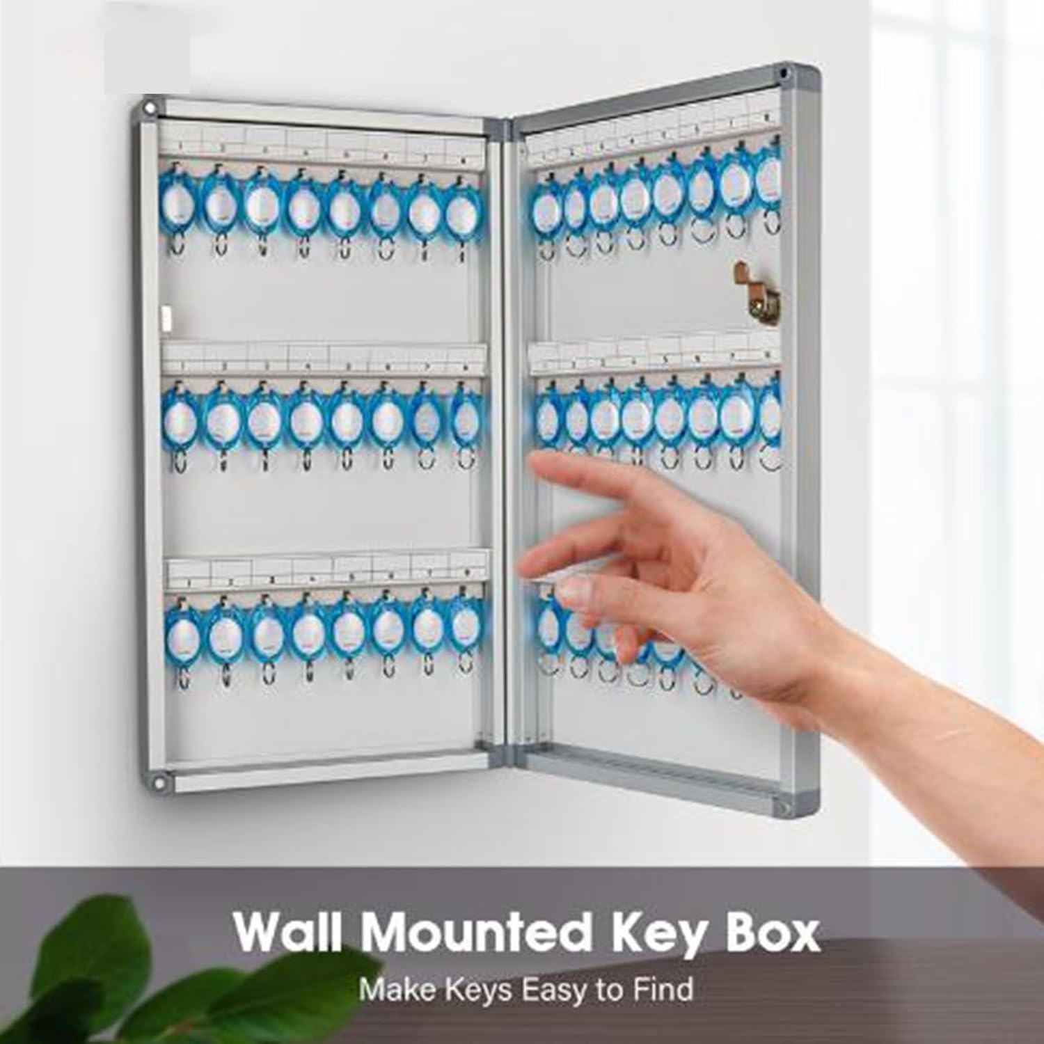 24/32/48 Key Lock Box, Key Cabinet Organizer, Key Lock Box Wall Mount, with Key Tags, Key Safe for Car, Hotels, Office, House(24key)