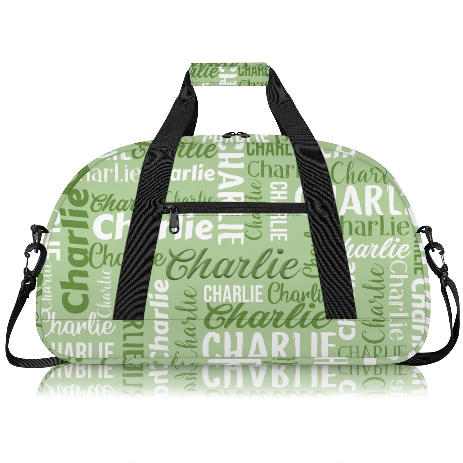 Personalized Sport-Gym-Swimming-Bag for Kids Custom Duffel Travel Bag for Boy Girl Dance Gymnastics Bag Overnight Weekend Bag Green Text Name — image 1
