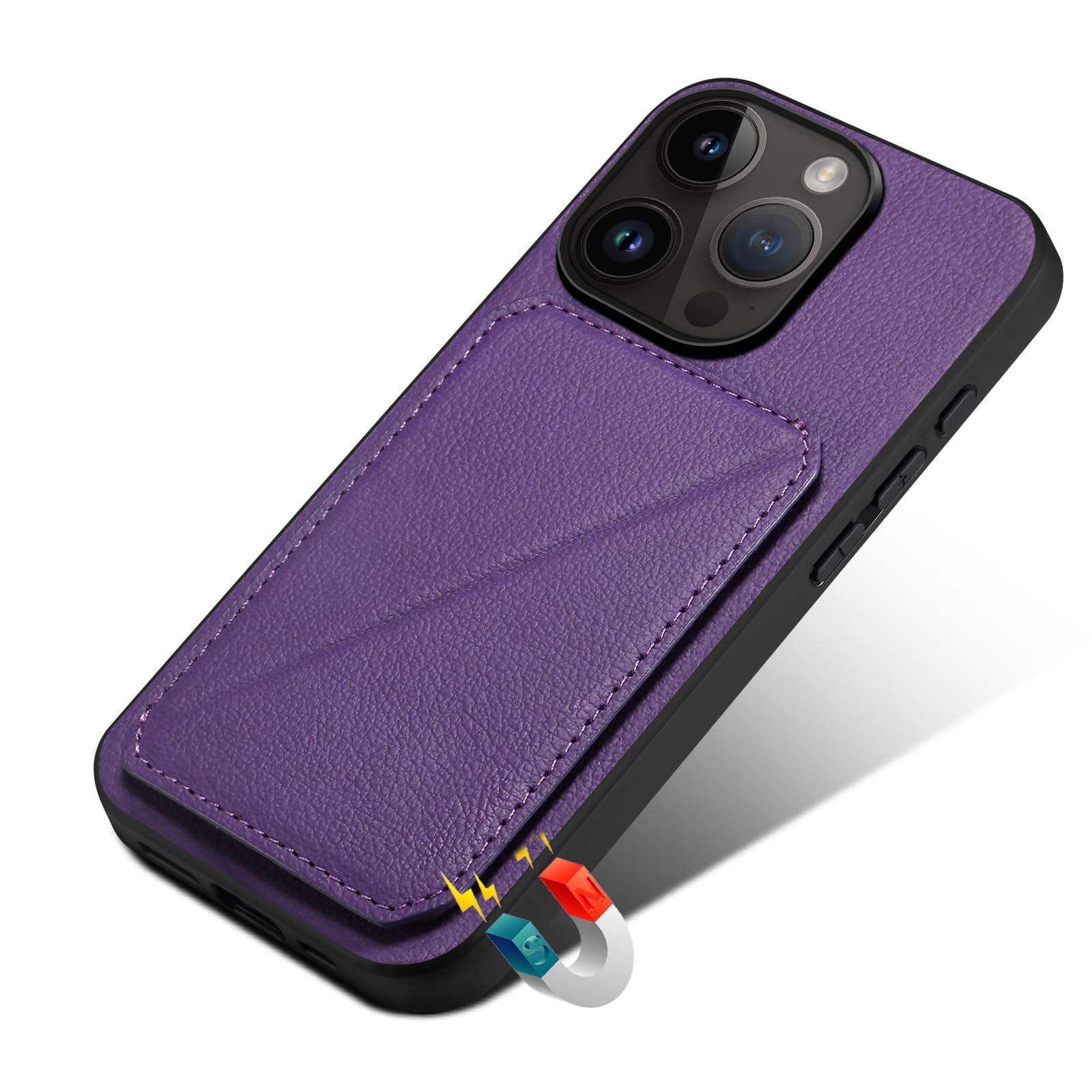 New Horrizon Custodia A Portafoglio Per IPhone 15: Pelle PU Con Chiusura Magnetica, Porta Carte E Supporto (Nero)