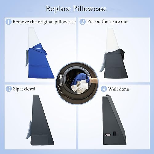 Miniatura 2 de Almohada de cuña de cama para dormir, cabecero de cuña de 12 pulgadas con funda de almohada extra, almohada triangular de espuma para apoyo de