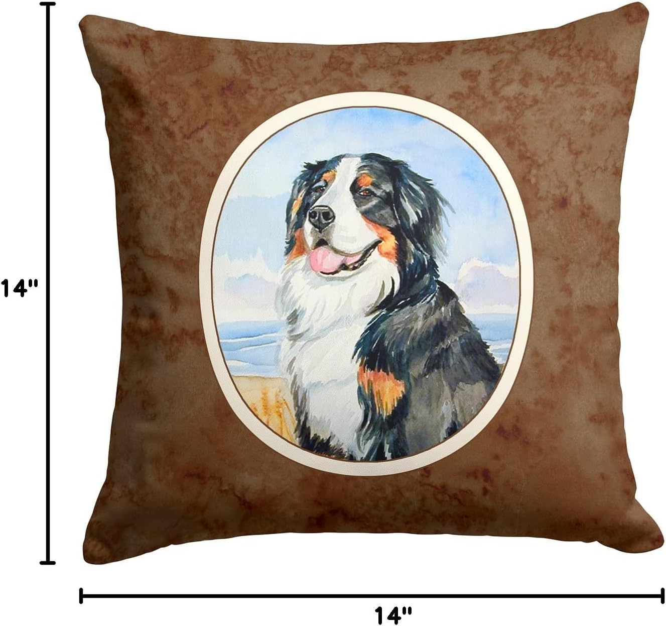 Caroline's Treasures 7012PW1414 Momma's Love Bernese Mountain Dog Fabric Decorative Pillow Machine Washable, Indoor Outdoor Decorative Pillow for Couch, Bed or Patio, 14Hx14W