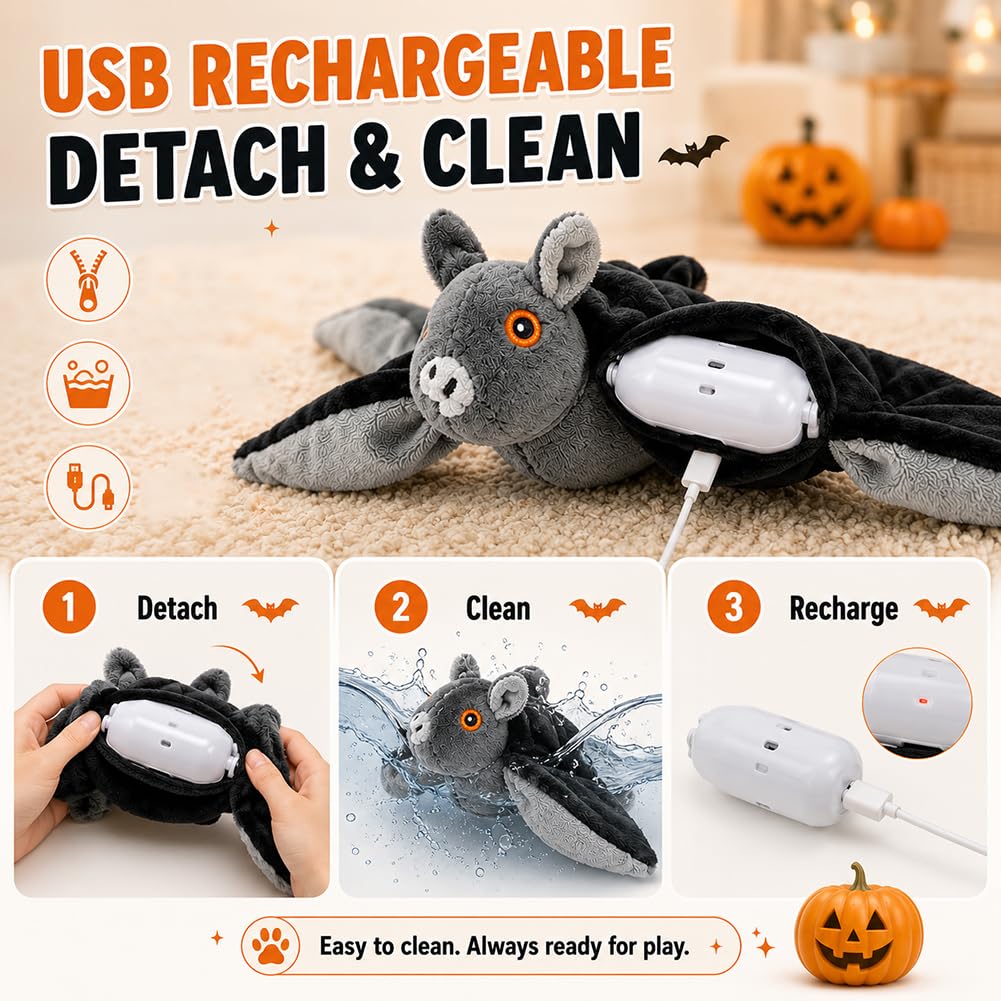 Generico Flapping Bat Dog Toy for Large Dogs，2pcs | Flying Bat Toy, Hanging & Ground Play Flying Dog Toy with Flapping Wings for Chase & Boredom Relief