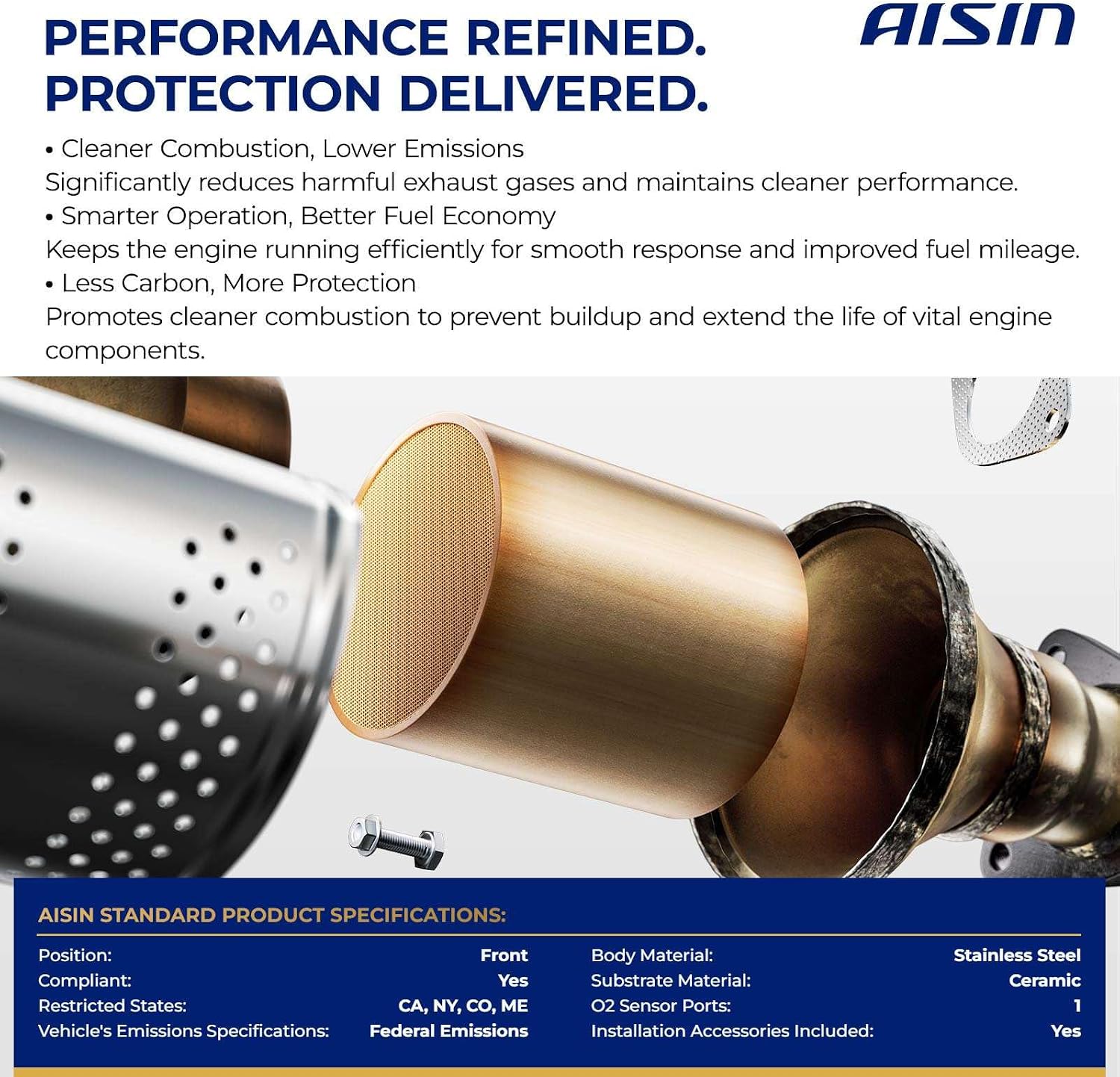AISIN AFTERMARKET CCTN-00097 EPA Compliant Front Catalytic Converter - Compatible with Nissan Altima 2013-2018, Rogue 2014-2017 - L4 2.5L