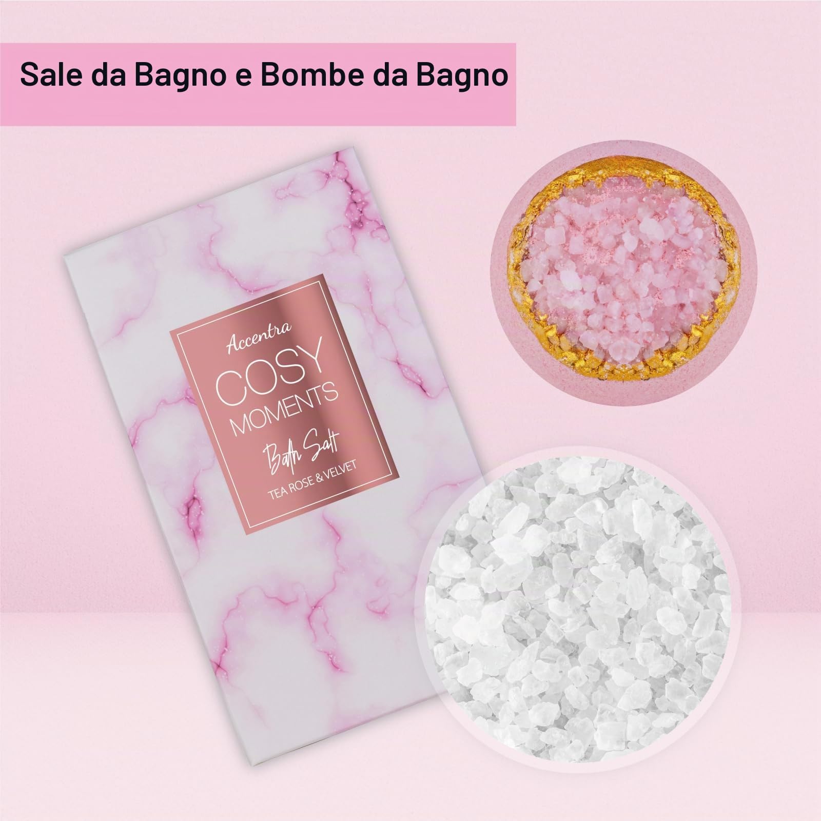 Accentra - COSY MOMENTS Set da bagno e doccia in rosa – Set regalo per il relax delle donne per il compleanno o San Valentino – Set regalo e cura del benessere con mini vasca decorativa