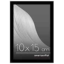 Americanflat Cornice 10×15 cm Nera – Cornice per Foto 15×10 cm con Bordo Sottile e Pannello Vetro Resistente agli Urti – Portafoto con Ganci e Cavalletto Integrati per Pareti e Ripiani