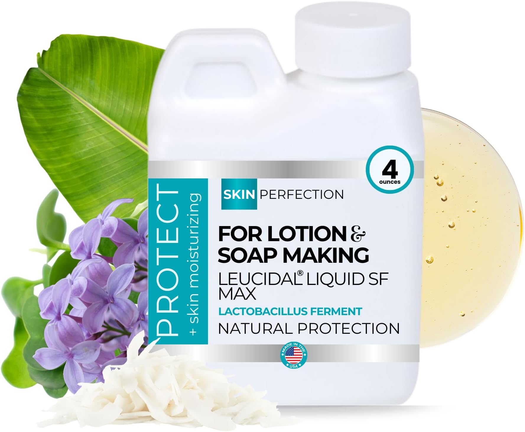 Skin Perfection Leucidal Liquid SF Max - Leucidal Liquid Preservative for Lotion Making - DIY Alternative Preservative for Homemade Skincare & Cosmetic with Lactobacillus Ferment Protection - 4oz
