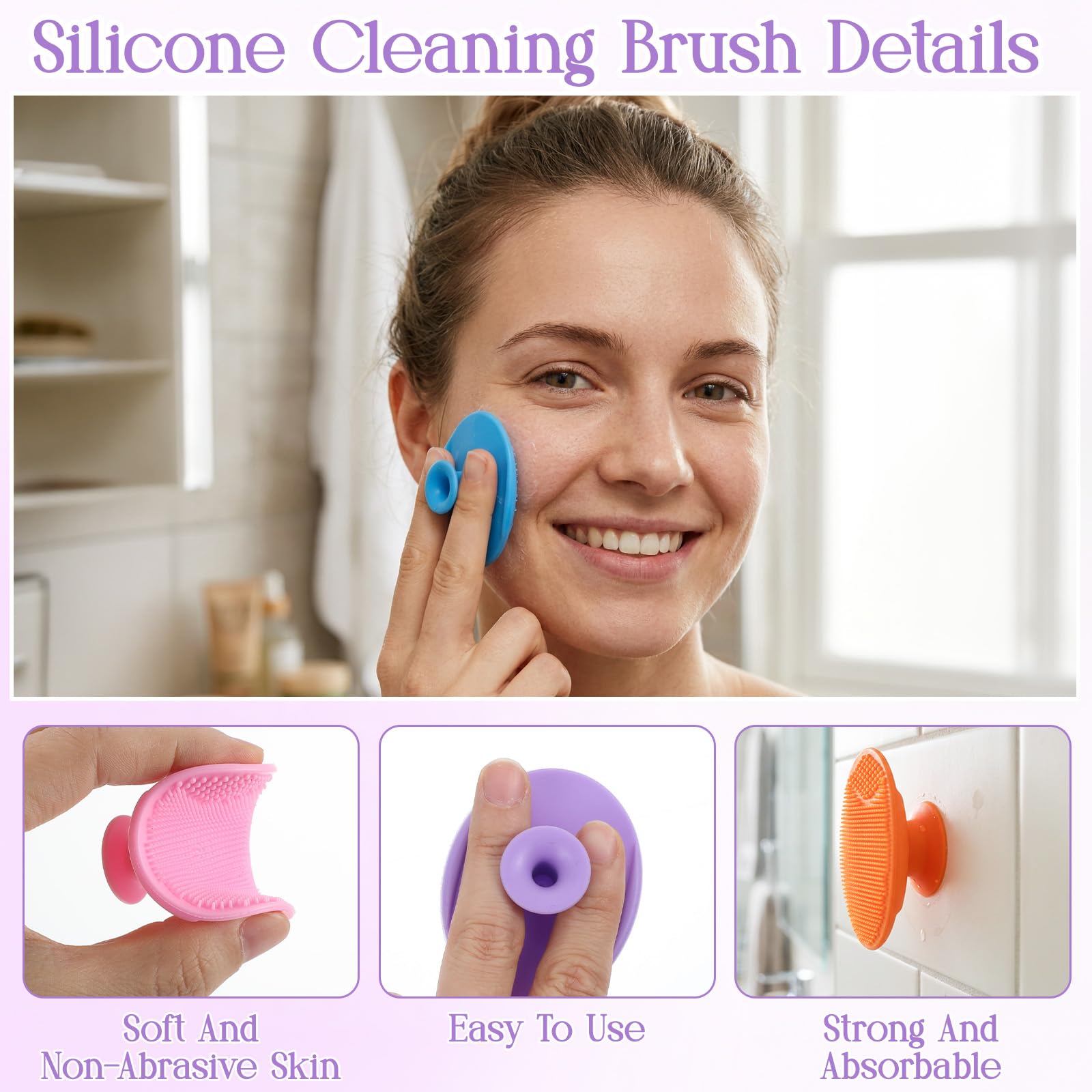 Juego de 100 cepillos de limpieza facial de silicona para limpieza profunda