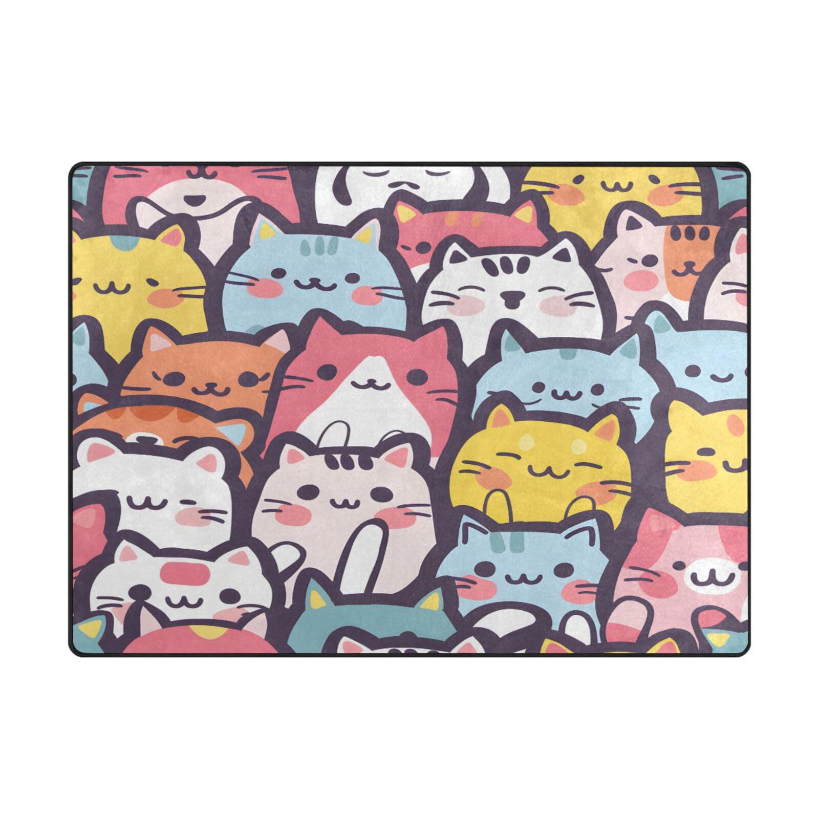 Tapis de sol chat rose bleu Mnsruu grand tapis contemporain salon 203x147
