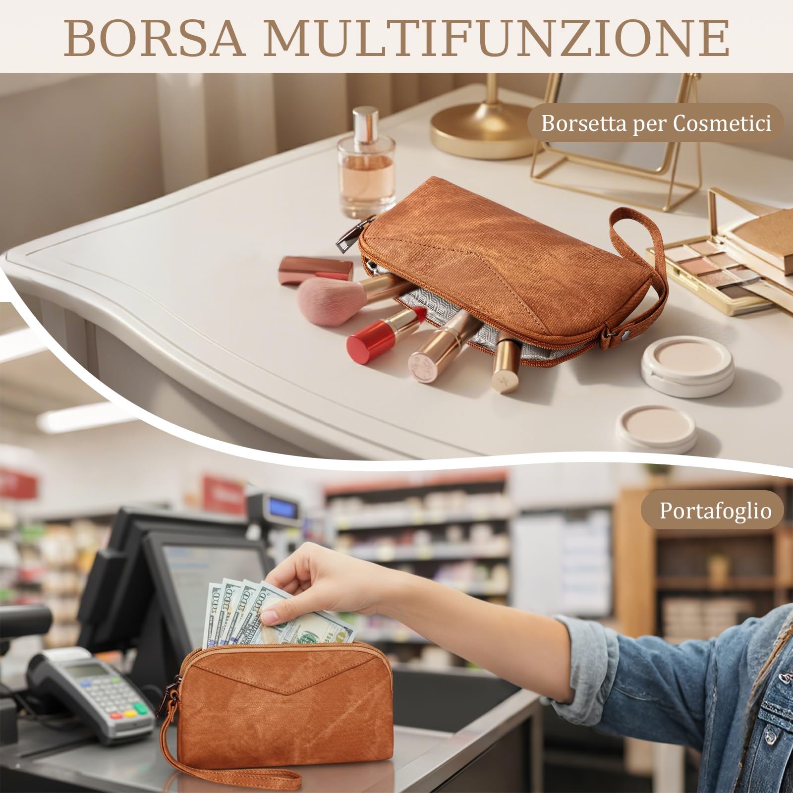 Zaino Donna in Pelle Vegana Impermeabile e Antifurto, Zainetto Elegante per Laptop, per Ufficio, Università e Viaggio
