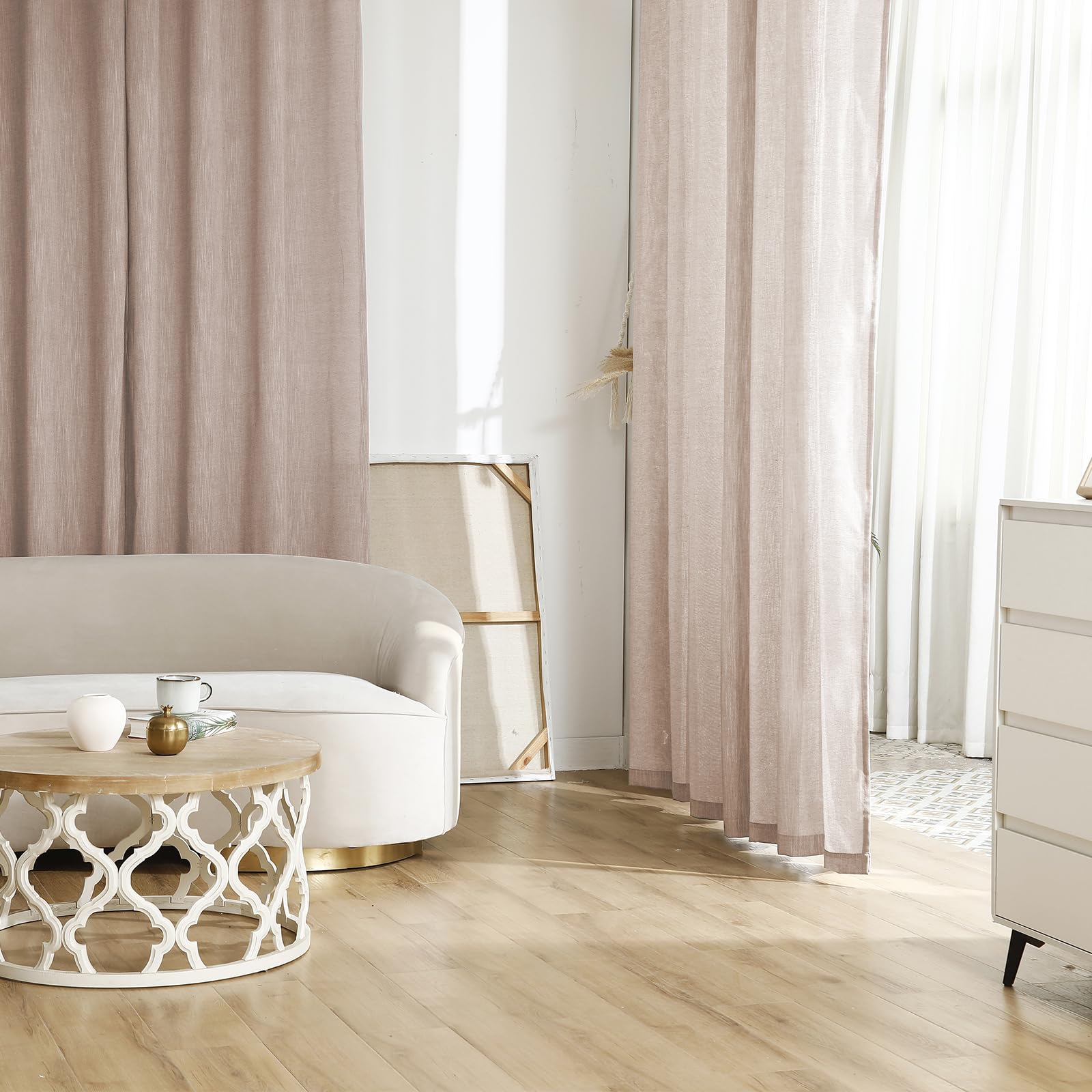 Cortinas de sala de estar de 84 pulgadas de largo, juego de 2 paneles de cortinas suaves para ventana de dormitorio, cortinas de privacidad con ojales, semitransparentes, textura gruesa,