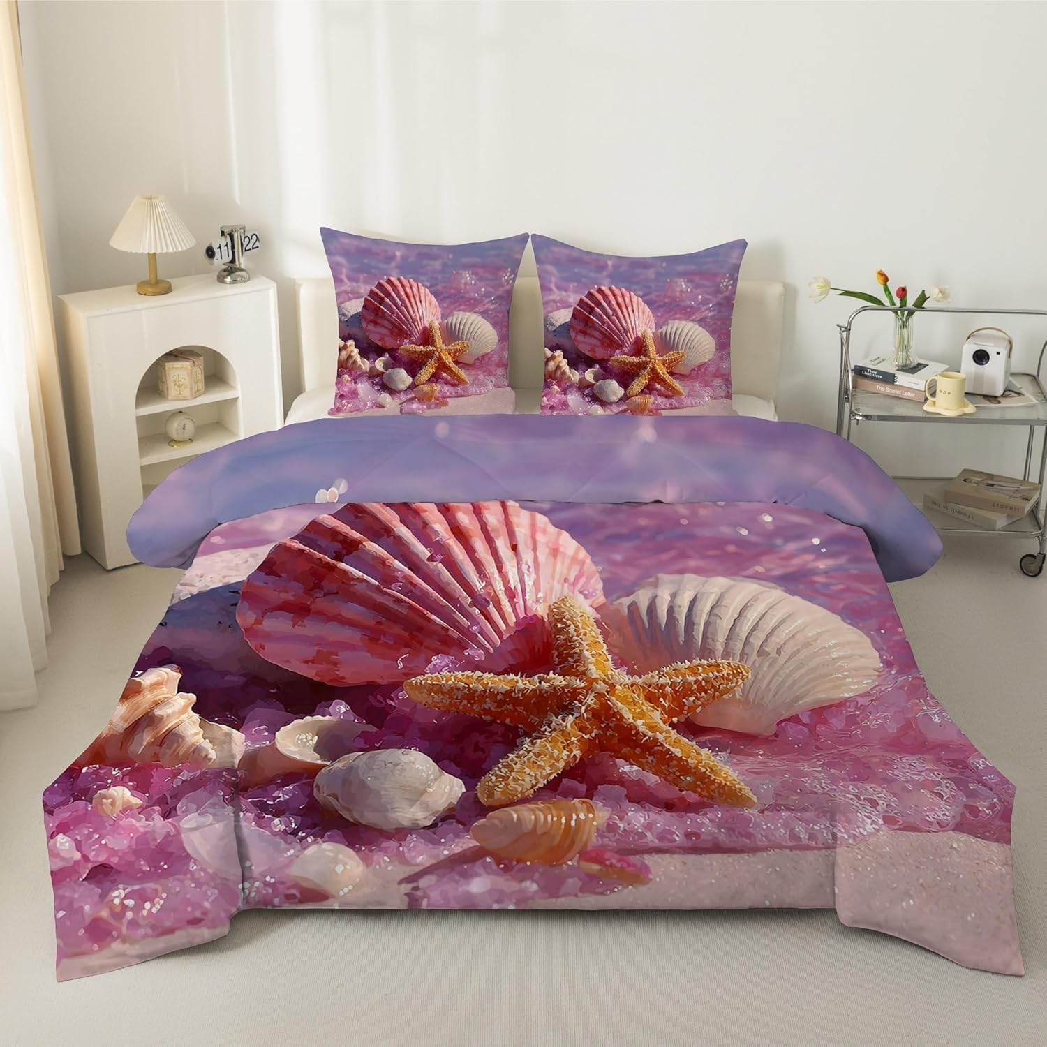 Couette 240x260 chaude coquillages étoiles de mer en microfibre douce YUc1326