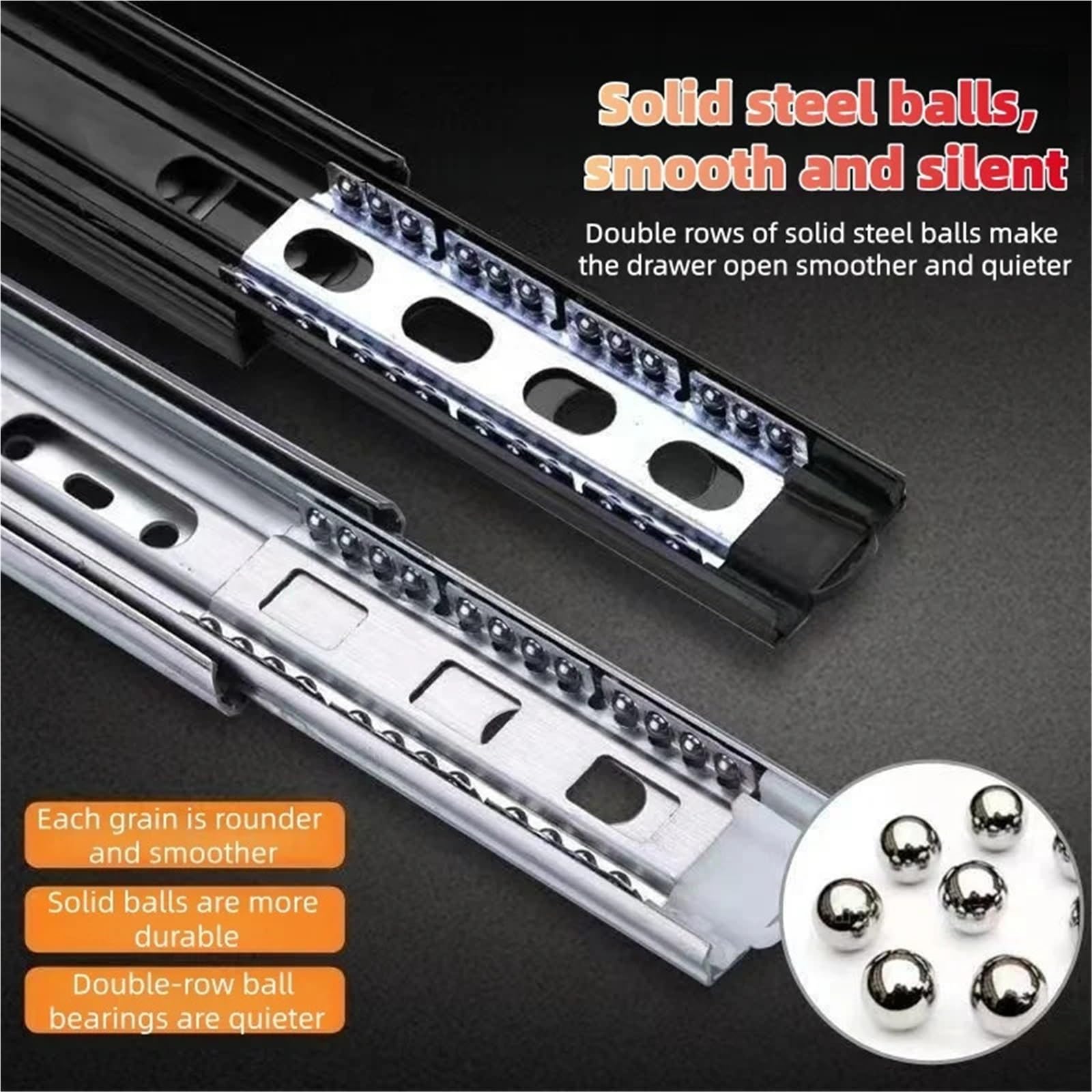 Guide per cassetti ad estrazione totale, Guide for cassetti Guida di scorrimento for in acciaio laminato a freddo Armadio a 3 sezioni da 10-20 pollici(14-inch)