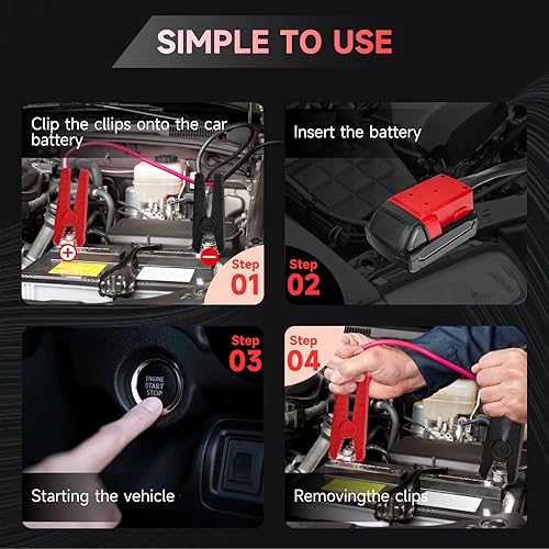 Miniatura 6 de Abrazaderas de cable de puente para batería Milwaukee M18B2 de 18 V, arrancador de puente con adaptador, cables de refuerzo automotrices portátiles