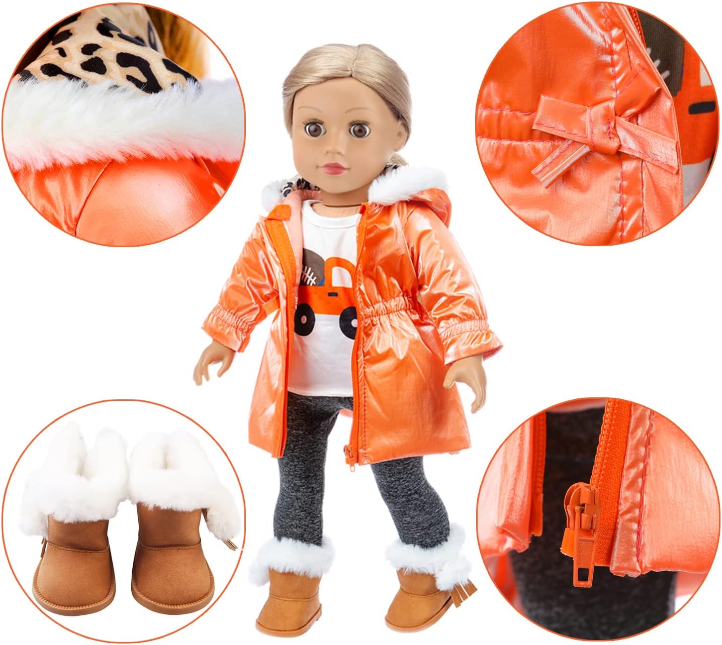 Ecore Fun 4 Sets 18 Inch Doll Clothes and Shoe and Cute Bag for Kids Casual Wear Oufits for 18 Inch Girl Doll Clothes with Hair Band Easter Bunny Backpack Birthday Gift for Kids
