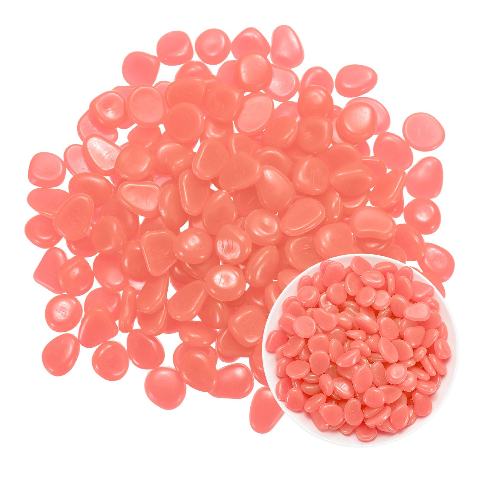M METERXITY 200-Pack Glow in the Dark Rocks 0.79" Resin, Red