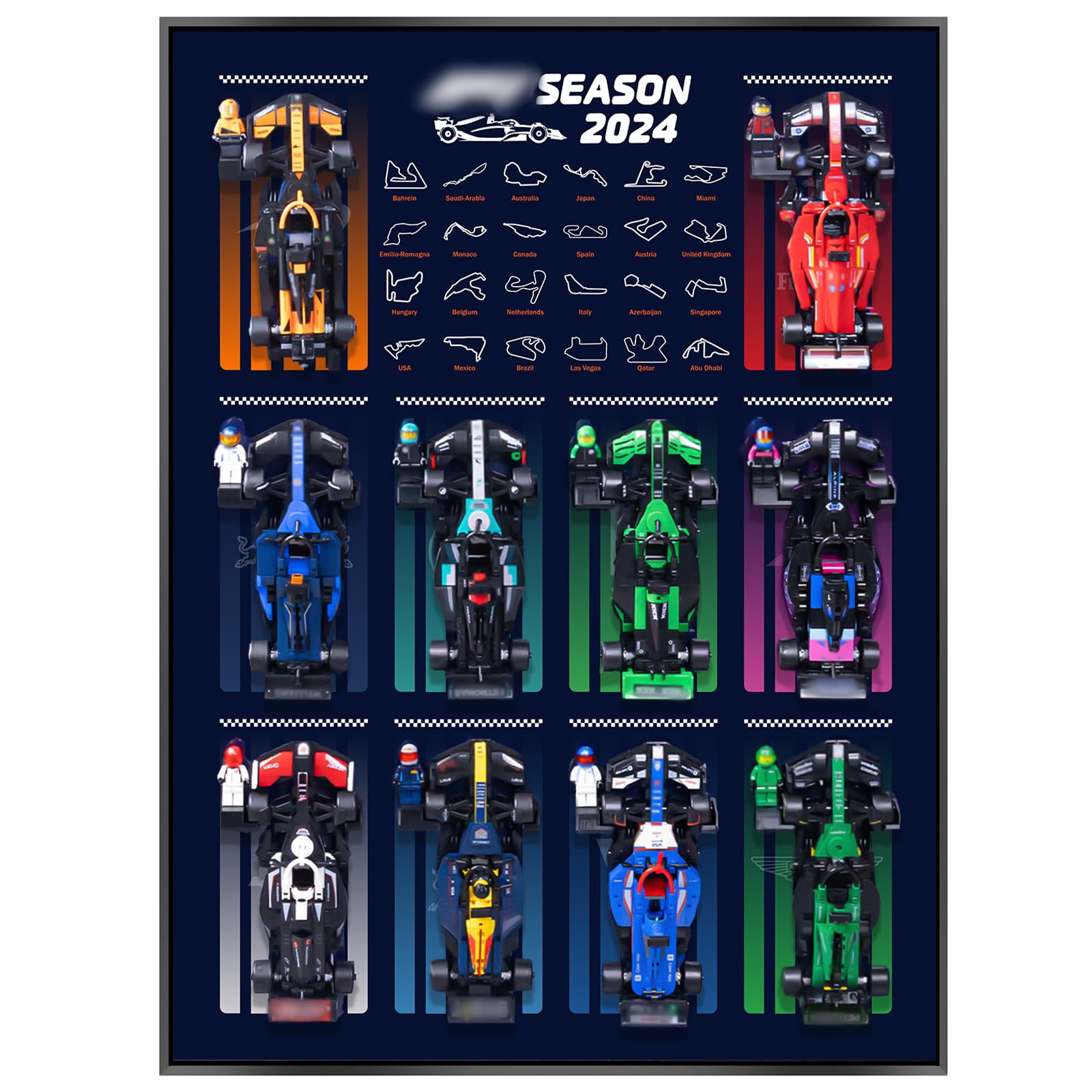 10-in-1 Display Wallboard for Lego Speed Champion | Compatible With 77242, 77243, 77244, 77245, 77246, 77247, 77248, 77249, 77250, 77251, Gift for Car Enthusiast,No Car Included