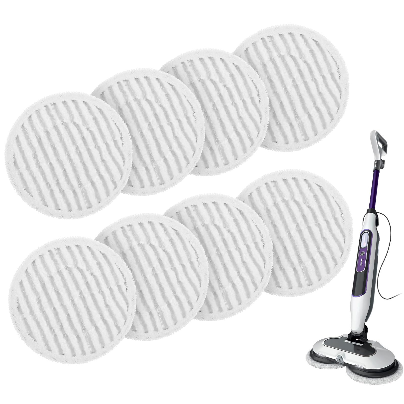 8Pcs Steam and Scrub Mop, Steam Mop Replacement Pads for S8201 S8001 S7201 S7000 S7005 XKITP7000, Reusable Washed for All Sealed Hard Floors, Special Striped Cleaning Texture with Upgraded Mesh Lining