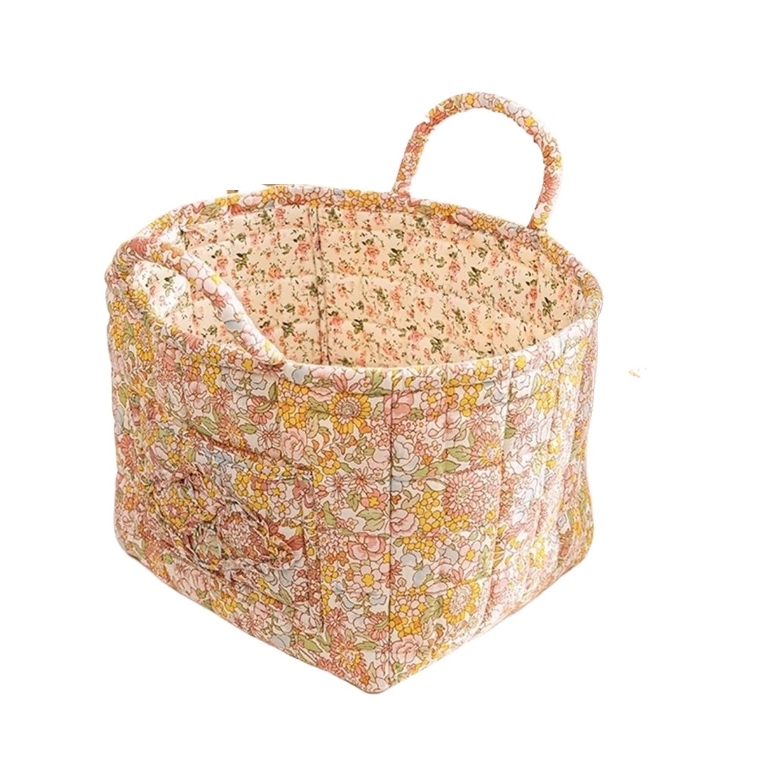 SUBLXPoten Foldable Floral Organizer Bin Floral Fabric Storage Bins with Handles, Folding Desktop Basket, Multi-Compartment Organizer for Clothes, Underwear & Decor