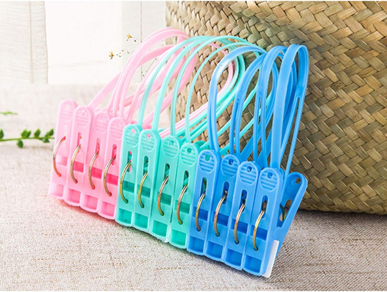 Small Plastic Laundry Clothespins Wide Open Drying Rack Clothes Pins Blanket Sheets Towel Clips Clothing Clamps 24 Pack